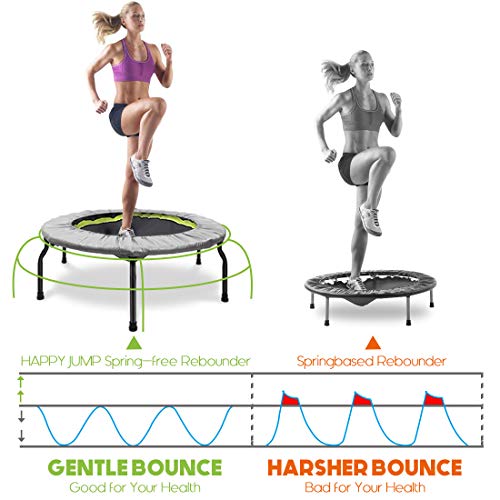 HAPPY JUMP Spring-Free Bungee Trampoline with Adjustable Handrail Bar Fitness Rebounder (Black)