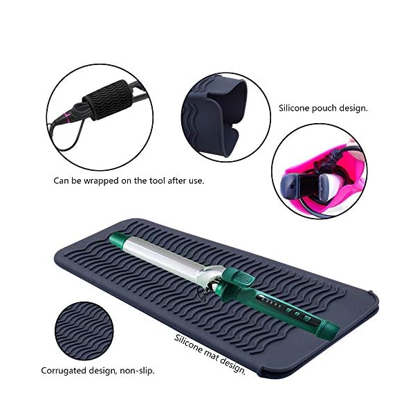 Heat-Resistant-Silicone-Mat-Pouch-for-Flat-Iron-Curler-Wand-Hot-Waver-Salon-Tools-Appliances-Portable-Styling-Heat-mat-Curling-Iron-pad-Cover-Hair-Straightener-Travel-Bag-Case-1Pink Heat Resistant Silicone Mat Pouch for Flat Iron, Curler Wand, Hot Waver, Salon Tools Appliances, Portable Styling Heat…