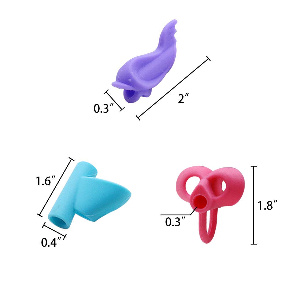 Pencil Grips,9pcs Kids Pencil Holder Writing Training Silicone Pencil Aid Grip Set Fish Dolphin Grip Butterfly Grip 3 Fingers Pencil Grip