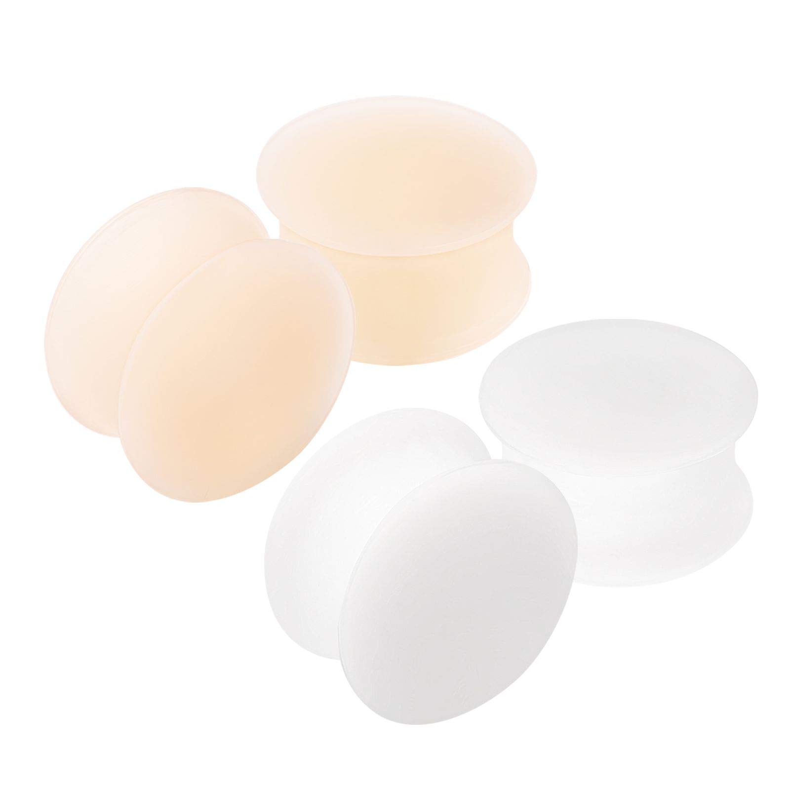 KJM FASHION 4PCS Silicone White 11/16 inch 18mm Double Flared Saddle Skin Ear Stretcher Gauge Plugs Lobe Earring Piercing Jewellery 2832