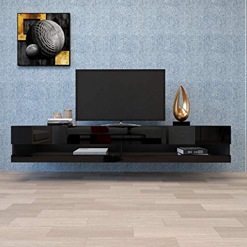 V-HOME TV Stand for 75/80inch TV, Universal TV Stand, Modern TV Cabinet with 12 Color LED,Wall Mounted Floating Stand… - Image 4