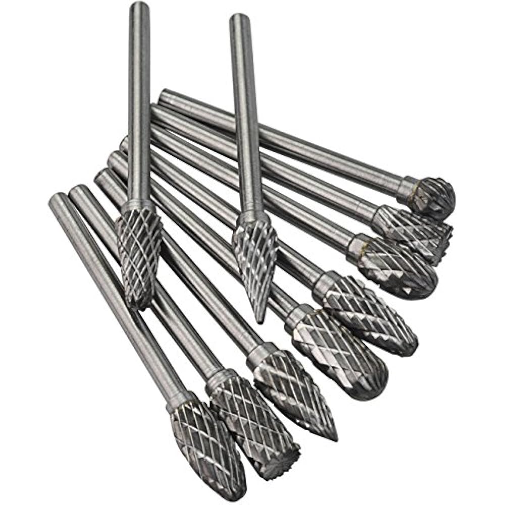 10X Solid Carbide Burrs Rotary Drill Die Grinder Carving Bit Model
