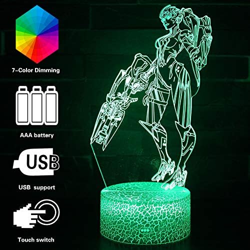 Overwatch Widowmaker Lamp Baby 3D Mood Lamps RGB Changeable Lighting Base Acrylic Crafts for Birthday Holiday Christmas Party Decoration (Widowmaker Crack Base)