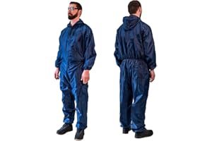 Unisex PPE Paint Suit - Hooded Coverall in Blue Navy Color for Full-Body Protection