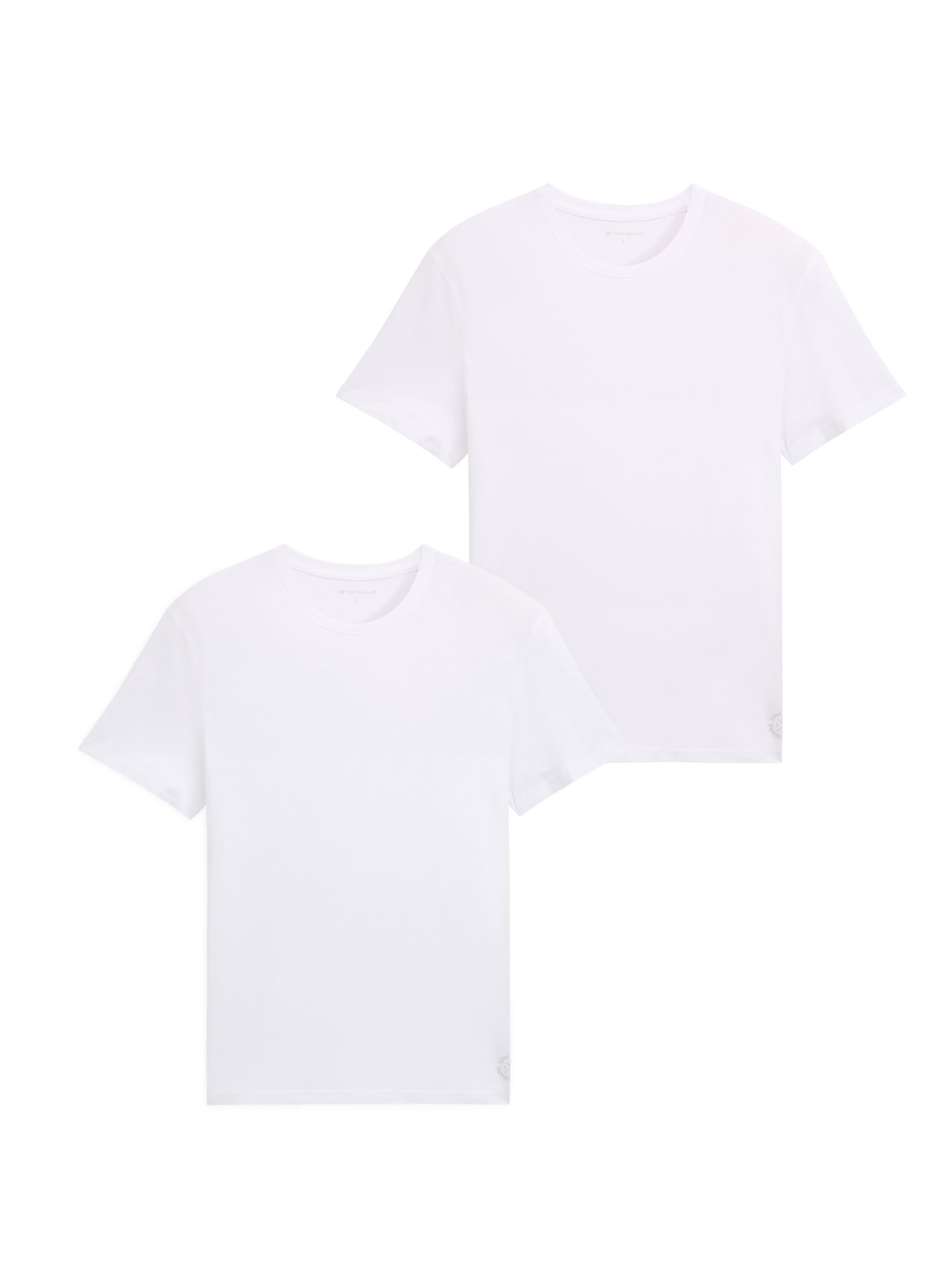 TOM TAILOR Herren Doppelpack Crew Neck T-Shirt, Weiß, M