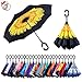 Amersin Double Layer Inverted Umbrella Cars Reverse Open Folding Umbrellas, Windproof UV Protection Large Self Stand Upside Down Straight Umbrella for Golf Women and Men with C-Shaped