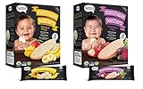 Nosh Baby Munchable Teethers Organic Rice Teething Wafers, 26 Piece, Sampler Pack (Pack of 2), Strawberry Beet & Banana Mango