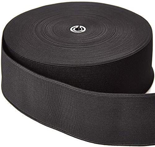 Black Elastic Flat Woven Elastic Heavy Stretch Sewing Bands Webbing Garment Sewing Tailoring Dress Skirt Waist Band Headbands Trouser Art and Craft Elastic 25mm,50mm,75mm (2 Inch x 2 Meter)