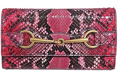 (グッチ) GUCCI 財布 317734-5662 ファスナー長札 長財布 ホースビット パイソン ショッキングピンクxカーフブラック [並行輸入品]