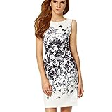 Summer Floral Printed Sleeveless Slim Fit Midi Sheath Tank Sun Dress (X-Large, Black)