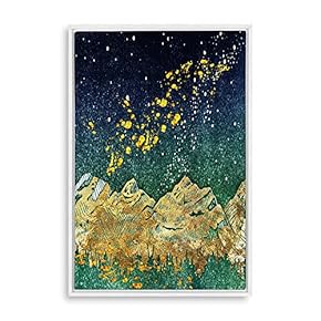 Framed Canvas Home Artwork Decoration Golden Abstract Art Canvas Wall Art for Living Room, Bedroom - 16x24 inches