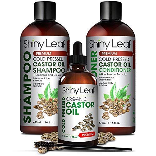 Castor Oil Bundle, Cleanse And De-Stress Hair, Moisture-Rich Shampoo And Conditioner, For Healthy Hair Growth, Add Shine And Volume, Castor Oil For Eyelash And Eyebrows