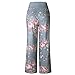 Famulily Women's High Waist Casual Floral Print Drawstring Wide Leg Pants Lounge(Grey,X-Large)