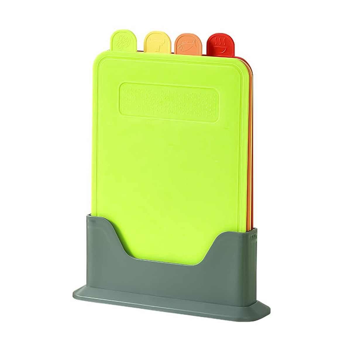 Tiardey 4PCS Colour Coded Chopping Boards Set Durable, Scratch-Resistant, Anti-Slip, Dishwasher Safe with Storage Stand Plastic Kitchen Chopping Boards