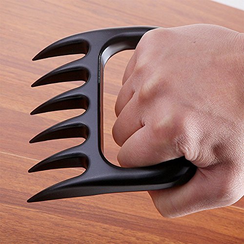 Pulled Shredder Food Claws - Easily Lift, Shredding Handling & Cut Food - Food grade safety material | Dish Washer Safe | Easy Storage | Heat Resistant Nylon - BPA Free Barbecue Paws (BLACK) (Black)