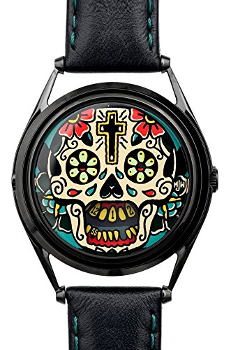 Mr Jones Unisex Last Laugh Tattoo Edition Stainless Watch - Black Leather Strap - Black Dial - 31-S4