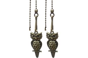 QLXHBOT Ceiling Fan Pull Chain Decorative Fan String Pulls Charm Extension 12 Inches Beaded Ball Fan Pull Chains Extender Ornament with Connector for Wall Lamp Owl 2 Pcs