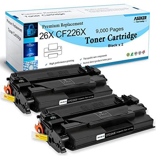 ASEKER Compatible Toner Cartridge 26X CF226X 26A CF226A for HP LaserJet Pro M402d M402n M402dn M402dw M402dw M402dne MFP M426dw M426fdn M426fdw Printer High Yield 9000 Pages (2 Black)