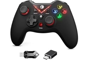 IFYOO VONE 2.4G Wireless Game Controller with Continuous Fire and Vibration Gamepad for PC Laptop (Windows 11/10/8/7), Steam, Android Smartphones, Android Tablets, TVs, TV Boxes, PS3 - Red, 1x Type-C