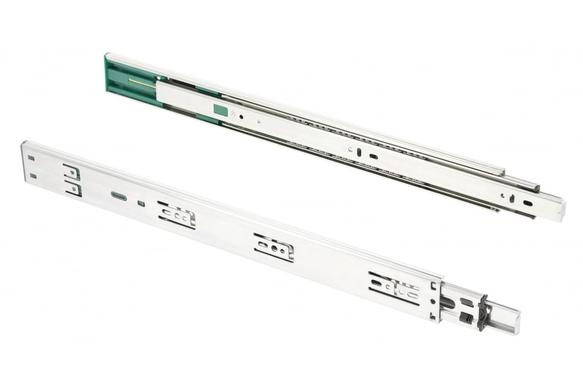 GTV - Drawer Runners H45 Versalite Plus+, Ball Guide with Damping, H = 45 mm, Sledge min Soft-Close Mechanism, Load Capacity 40 kg, Easy and Quick Installation