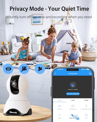 VIMTAG 2.5K Pet Camera Indoor with Phone App, 360° Dog Camera with Speaker, Indoor Cameras for Home Security, 5G/2.4G WiFi, Motion Tracking & AI Detection, 2-Way Audio, Night Vision, SD/Cloud Storage - View 11