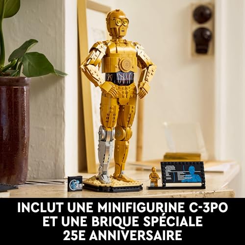 Star Wars 75398 C-3PO - Figurine Collector - Maquette à Construire & Exposer pour Adulte - Présentoir, Plaque Descriptive & Minifigurine - Idée de Cadeau pour Fan, Homme ou Femme