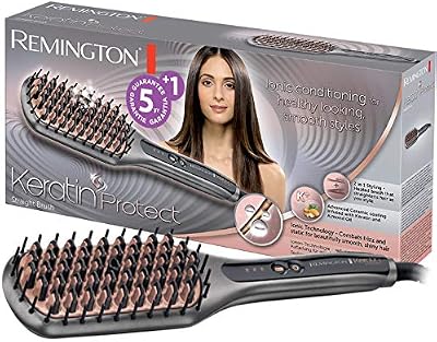 Cepillo Alisador Keratin Protect Straight, Queratina y Aceite Almendras, Generador Iónico para Cabello Sin Encrespamiento, Cerámica, 3 Temperaturas hasta 230°C, Calentamiento 30s, CB7480