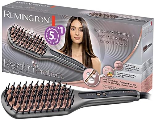 Cepillo Alisador Keratin Protect Straight, Queratina y Aceite Almendras, Generador Iónico para Cabello Sin Encrespamiento, Cerámica, 3 Temperaturas hasta 230°C, Calentamiento 30s, CB7480