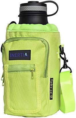 Inertia Gear Hydro Flask 64 oz Water Bottle Holder Carrier w/ Pockets worn as a Sling or Backpack (Bottle Not Included) - Lime Green