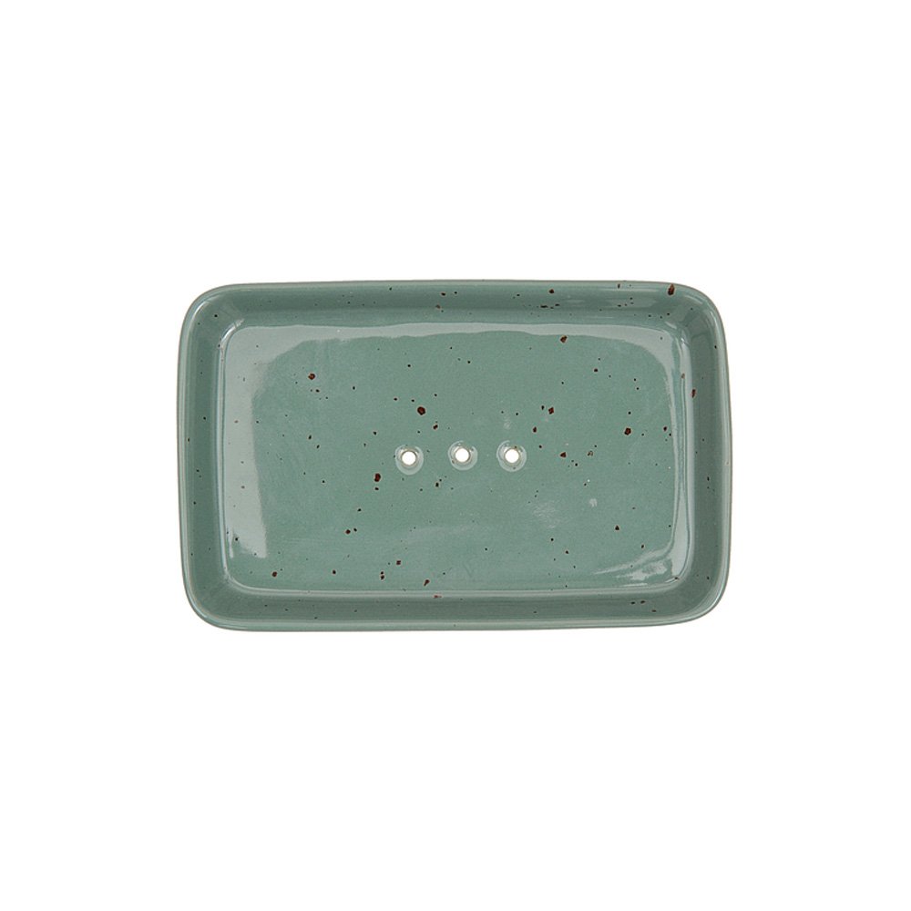 Tranquillo Ceramic NICOLE square soap dish with drainage holes 14 x 9 cm, Green