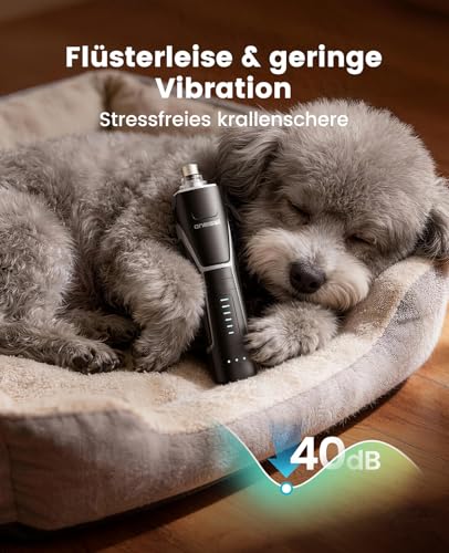 oneisall Dog Claw Grinder with 360° LED Light, Dog Claw Cutter for Dogs Large and Small 6 Speeds up to 12000rpm, Quiet 40dB Claw Cutter for Dogs 3 STU. Battery Life