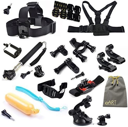 Accessories Kit For Gopro Hero HD Camera Hero4 Black/Silver Hero3+ Hero3 , Head Belt Strap Mount + Chest Belt Strap Mount + Extendable Handle Monopod + Cell Phone Mount + Car Suction Cup Mount Holder + Floating Handle Grip + 2 PCS Gopro Surface J-Hook + Bicycle Handlebar + 360 Degree Rotation Wristband + Bicycle Vented Helmet Safety Strap + 2x Flat + 2x Curved Mounts with 3M Adhesive Pads + 2 PCS Tripod Mounts Adapter + Big eART Pouch + 8 PCS Thumb Screw - extremeART 18-in-1
