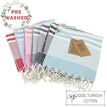 Buld&Co. Turkish Hand Towels Set (Set of 4), 100% Cotton Turkish Small Peshkir Hand Face Towels, Turkish Bathroom Kitchen Tea Towel, Dishcloth Set 20x38 in (4)