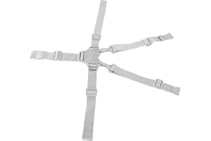 JIAWU 5 Point Baby Safety Strap Belt, Adjustable Universal Replacement High Chair Straps Harness Straps, Sturdy and Comfort Material for Pushchair, Stroller, Easy to Use(Gray Button 5-Point Strap)