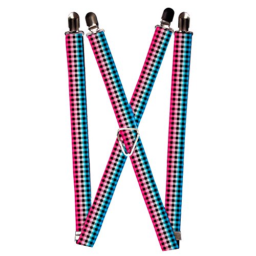 Black Blue Pink Checkered Flag Plaid Checkers Suspenders