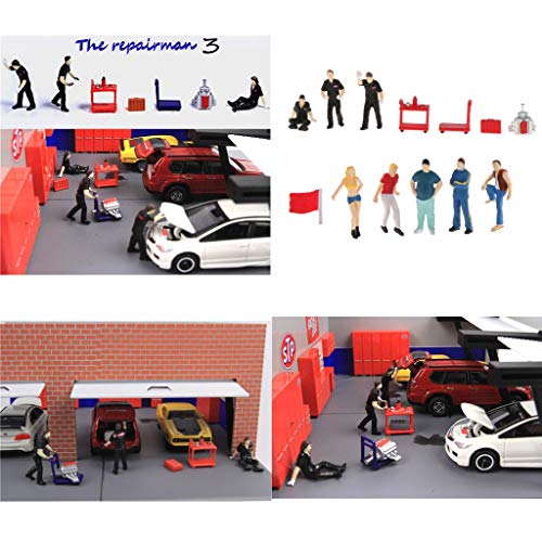 T TOOYFUL 13x 1/64 Miniatur People Road Scenery Szenario Modell für Matchbox Toy Decor – Bild 5