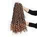 Eerya 3 Packs Goddess Locs Crochet Hair 18 Inch Curly Faux Locs Crochet Braiding Hair Extensions for Black Women Synthetic Pre-looped Wavy Goddess Faux Locs Crochet Hair (3Packs/Lot, 1B/27#)