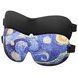MoKo Eye Mask, [2 Pack] Contoured Sleep Mask for Women & Men, Soft Sleeping Eyeshade Blindfold with Adjustable Strap for Travel, Shift Work, Blocks Light - Black & Starry Night
