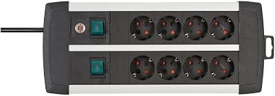 1391000908 - Base múltiple Premium-Alu-Line Technics Con 2 y 3 interruptores (8 Tomas) Multicolore