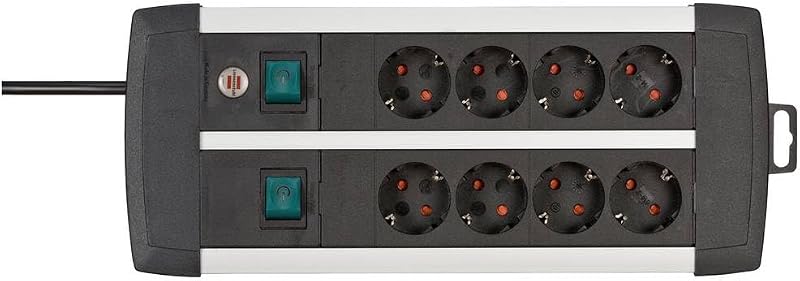 1391000908 - Base múltiple Premium-Alu-Line Technics Con 2 y 3 interruptores (8 Tomas) Multicolore
