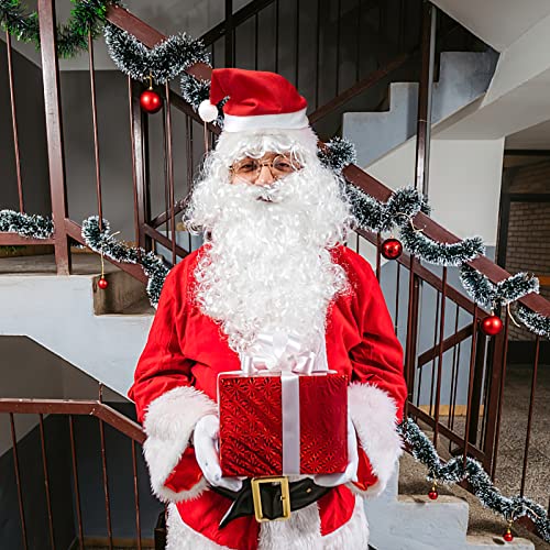 3 otters Christmas Santa Costume Set, 5PCS Christmas Costume Accessories Santa Claus Wig for Christmas Party Impersonation Masquerade Cosplay