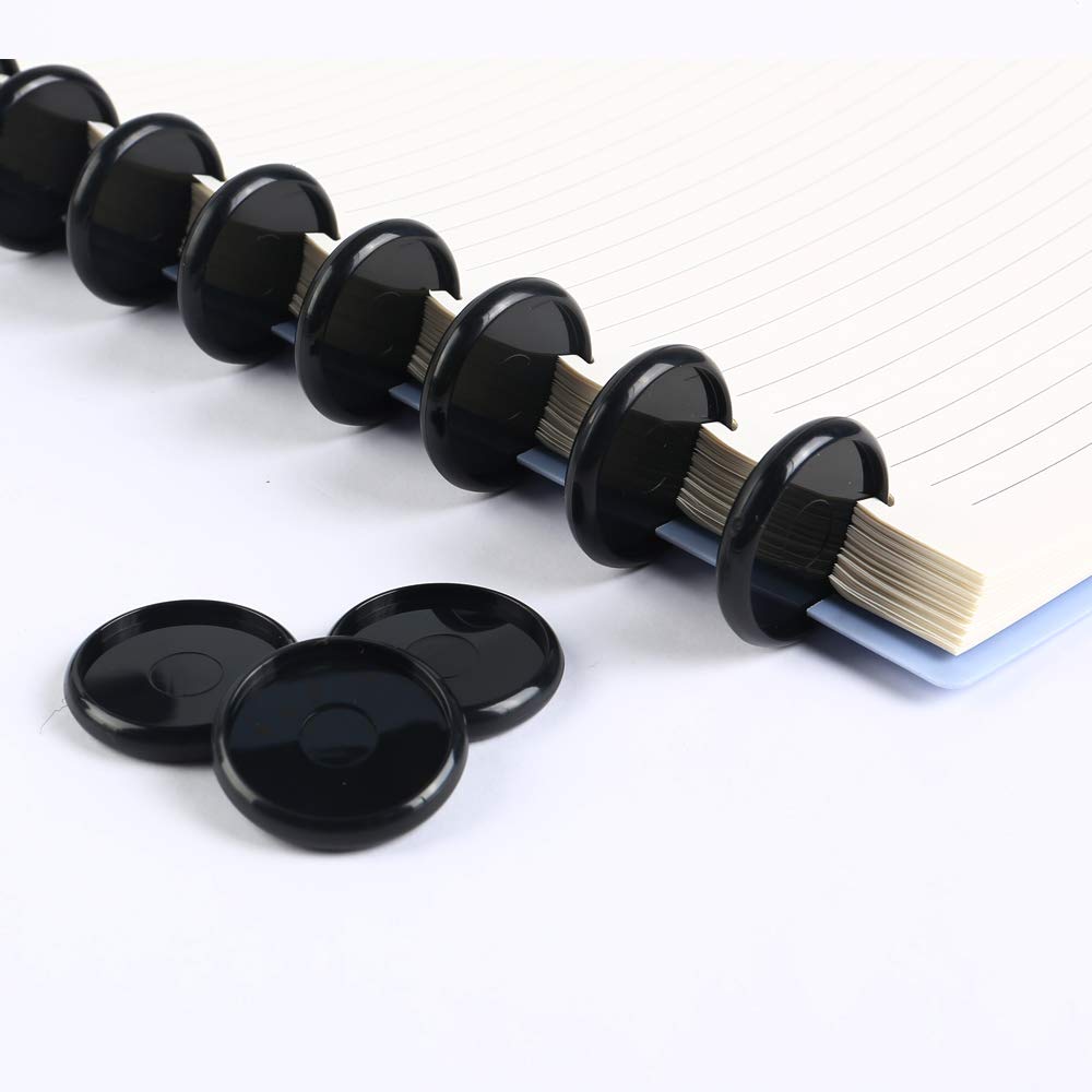 Eagle Discbound Expansion Discs, 1 Inch, Suitable for Customizable Discbound Notebooks and Planners, Plastic, Black, Pack of 11 (Black)