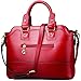 Women's Classic Red Shoulder Bag Lady Simple Leather Top Handle Tote Boston Handbag
