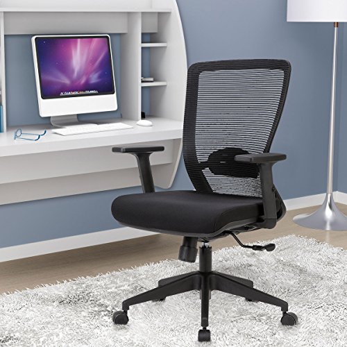 YAMASORO Mid-Back Mesh Office Chair Multifunction Swivel Chair,Computer Desk Task Chair with Adjustable Arms Black