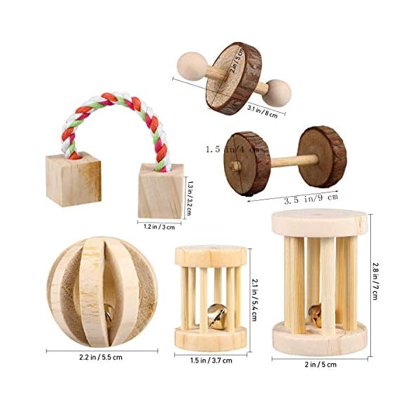 CCCYMM-6-Pcs-Pet-Natural-Wooden-Chew-Toys-Dumbells-Exercise-Bell-Molar-Toy-for-Parrot-Rabbit-Chinchilla-Guinea-Pig-Hamster-Small-Animals CCCYMM 6 Pcs Pet Natural Wooden Chew Toys Dumbells Exercise Bell Molar Toy for Parrot, Rabbit, Chinchilla, Guinea Pig…
