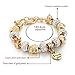 I Love You Heart Pendant Charm Beads Bracelets Gold Plated Snake Chain Glass Crystal for Mother Grandma Daughter by CHOKER