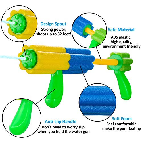 Aouker Water Blaster Gun Foam Soaker Water Pump Shooter, Light Weight Squirt Guns Swimming Pool Beach Water Fighting Toys for Kids and Adults, 2 Pack