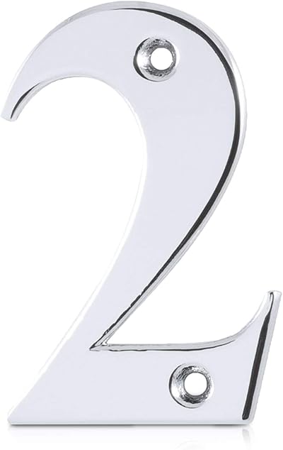 XFORT Polished Chrome Front Door Number 2 for All Door Types