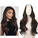 SARLA Dark Brown Curly Half Wig Clip in U Part Full Head Hairpiece for Women Long 26 Inch Heat Friendly Fiber