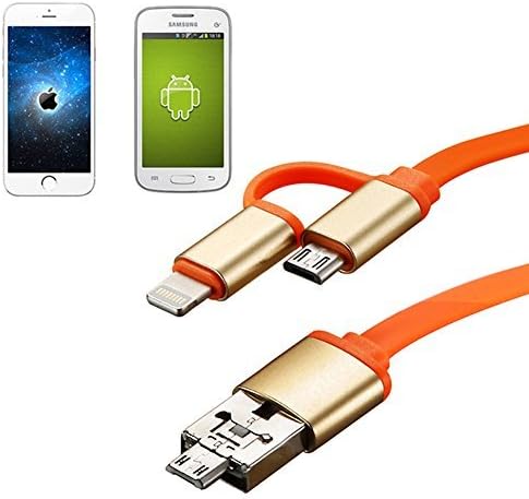 Tayun 3-in-1 Charge Data Cable Micro USB Sync Lightning and OTG Connector for Android, Samsung, HTC, Motorola, Nokia (orange)